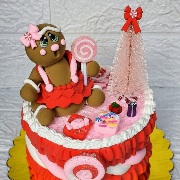 Gingerbread Christmas cake , faux sweets, fake bakes, party decor, photo prop - Picture 2 of 5